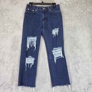 Ralph Lauren Saturday Jean Jeans Womens 4 Blue Straight Distressed Cotton Denim
